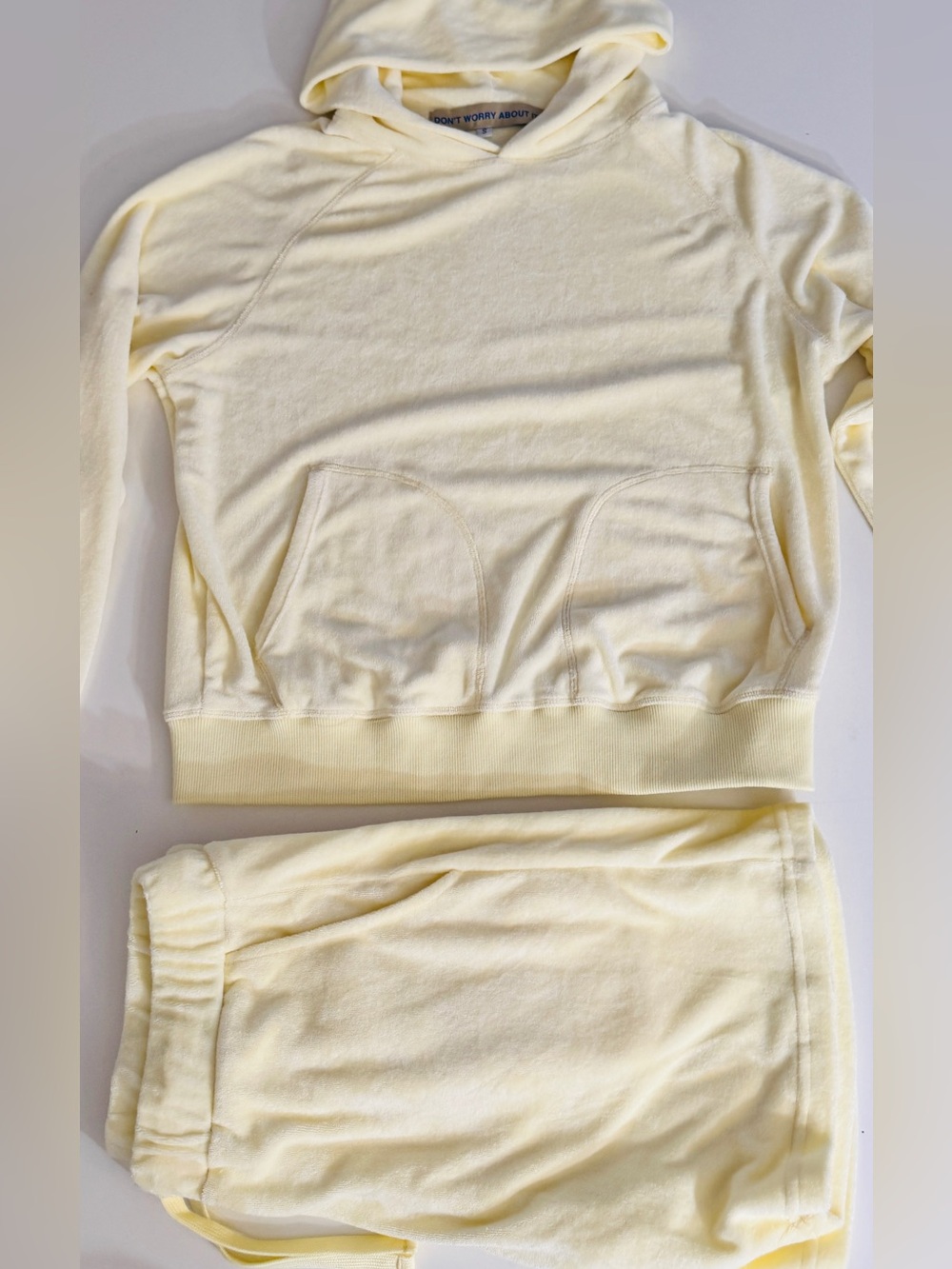 Velour Soft Yellow Hoodie & Shorts Set! New without tags!